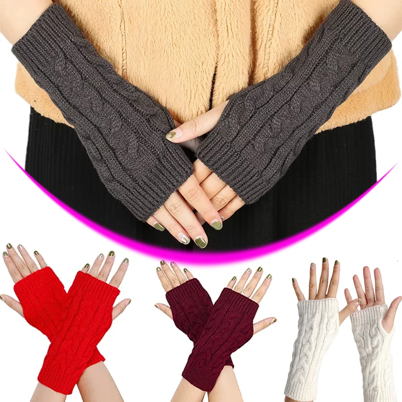 

Long Fingerless Motorcycle Gloves High Quality Universal Soft Outdoor Mitten Winter Arm Warmer Knitted Gloves Moto Accessories