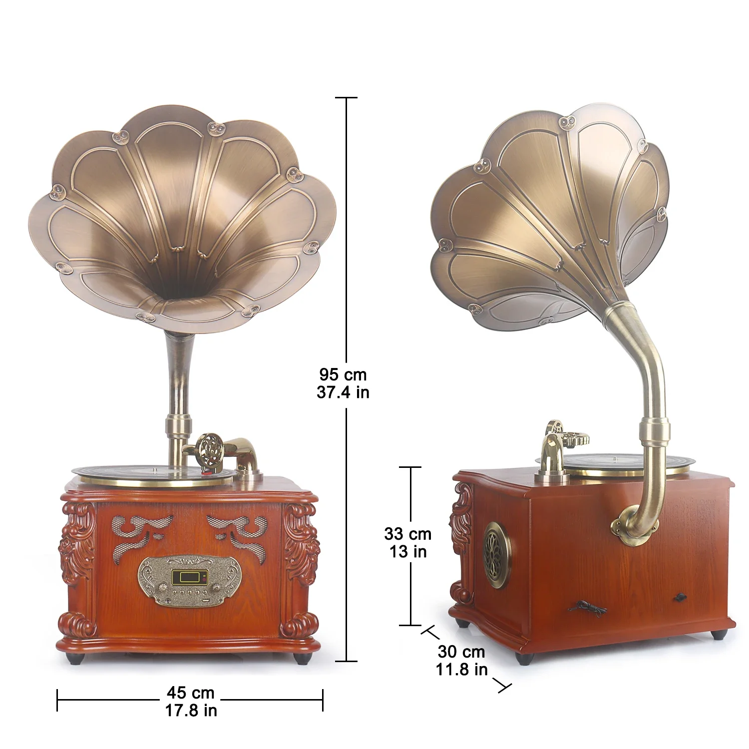 Bruine Vintage Klassieke Huisdecoratie Retro Antieke Grammofoon Draaitafel Vinyl Platenspeler Stereo Speakers Systeem