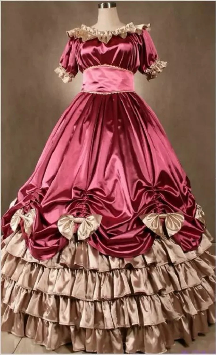 Medieval Victorian Queen Layered Fancy Dress Colonial Civil War Southern Belle Ball Gown Halloween Party Princess Costume