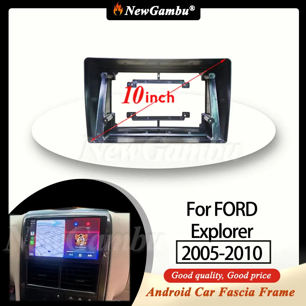 NewGambu 10 pulgadas para FORD Explorer 2005-2009 2010 marco sin Cable adaptador de Audio Kits de ajuste de tablero Facia Panel Radio pantalla 2 Din