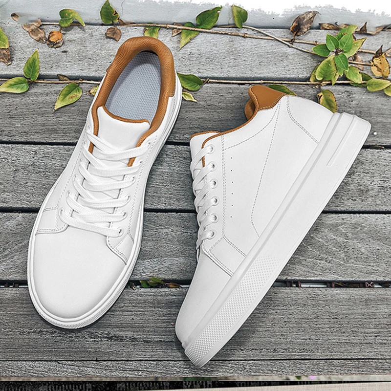 

Новые мужские туфли-лифты из искусственной кожи, белые кроссовки с невидимым увеличением роста 6 см, 8 см 10 см, повседневная обувь Cortex, увеличивающая рост