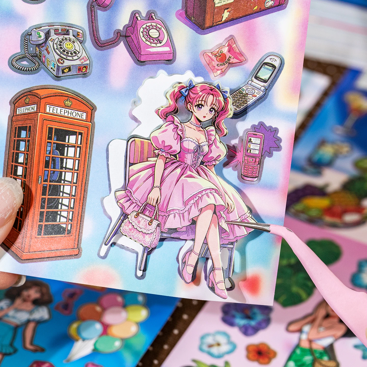 20 Sheets/Piece Y2K Summer Beach Girls Sticker Book Girl Stickers Cute Kpop Deco Stickers Scrapbook Journal DIY Decoration