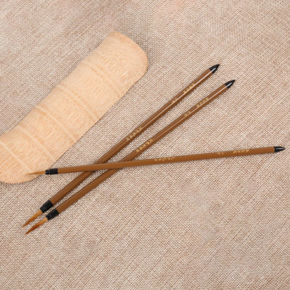 

3pcs Liner Pens Fine Art Brushes Oil Watercolor Painting Tools Durable Weasel Hair Wood Handle Easy Storage for Artists