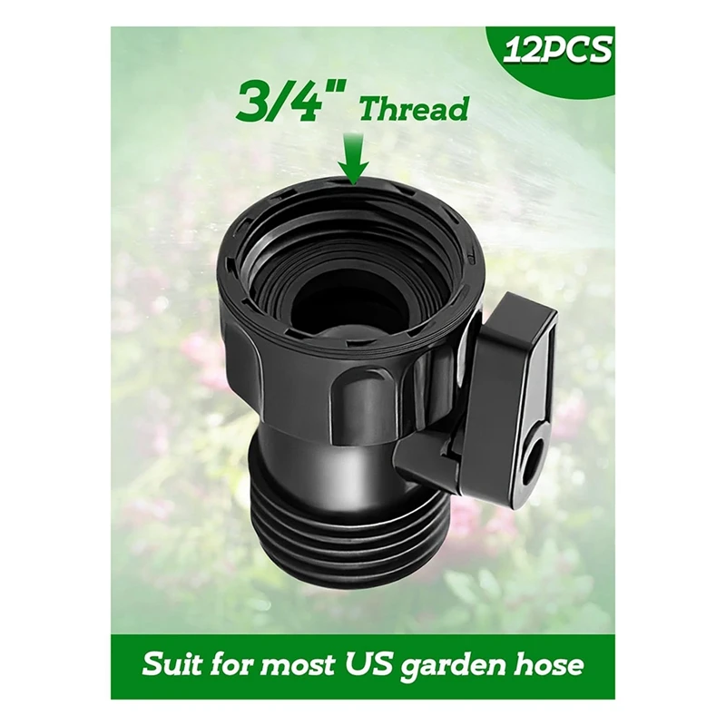 12 Pack 3/4inch Garden Hose Shut Off Valve- Standard Water Shutoff Valve Shut-Off Ball Valve Thread Connector Coupling-DTB1 view 4