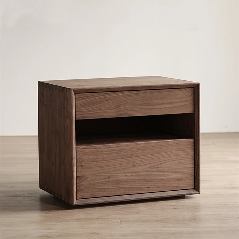 

Bedside table simple modern small apartment bedroom bedside storage cabinet light luxury solid wood walnut Apartment furniture