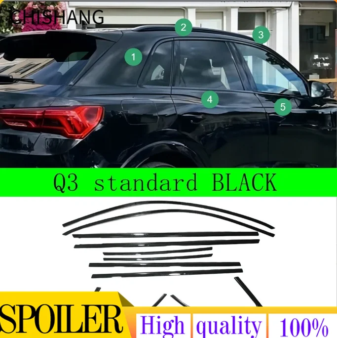 

FOR Audi Q3 Sportback ONLY 2020 2021 2022 2023 2024 Glossy Black Car Window Trim Molding Cover trim 10PC