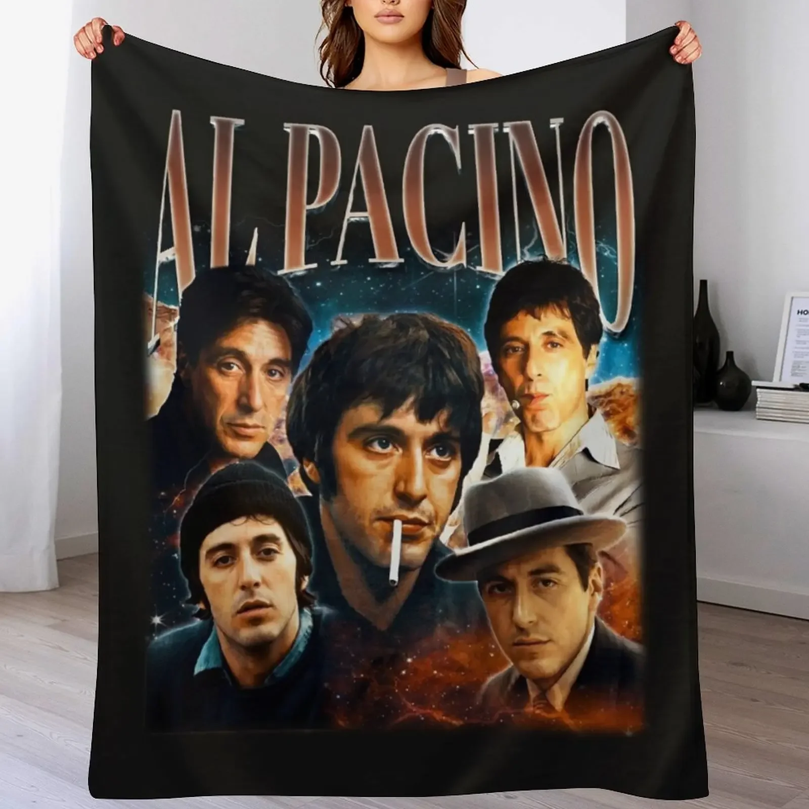 

AL PACINO Vintage 90s Style, Al Pacino Homage Rap Hip-hop, Throw Blanket blankets and throws Sofas Sofa Quilt Hair Blankets