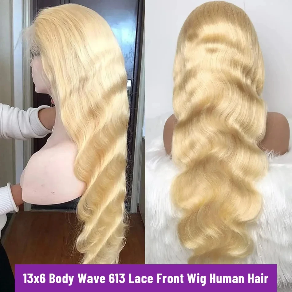 Brazilia Lace Frontal Wig 13x6 Body Wave HD Lace Frontal Wig 613Blonde Colored Human Hair Wigs 30Inch Long Loose Deep Wig Blonde