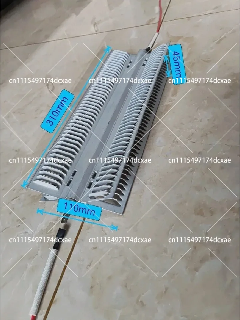 1000W Aluminum Fin Electric Heating Tube 310mm Airfoil X-Type Heater for Skirting Line Double Head Outlet Single Gear