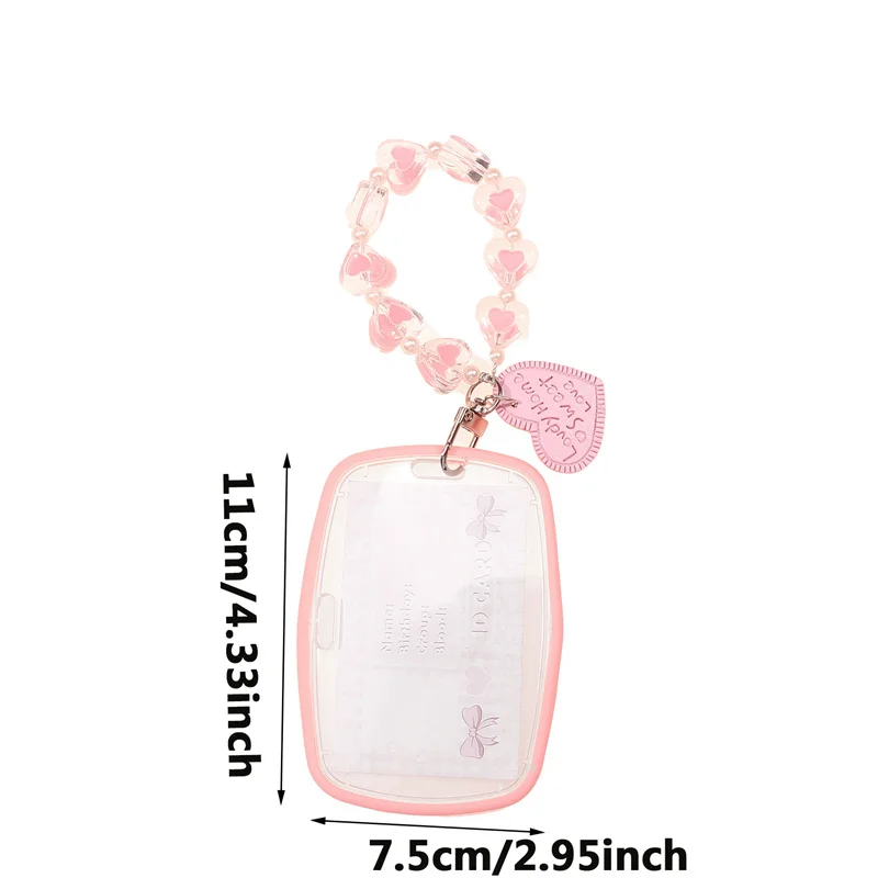 Transparent Bank Card Photo Display Holder Holder Plastics Kpop Photo Protector Pink Oval Card Holder Storage Protective Case