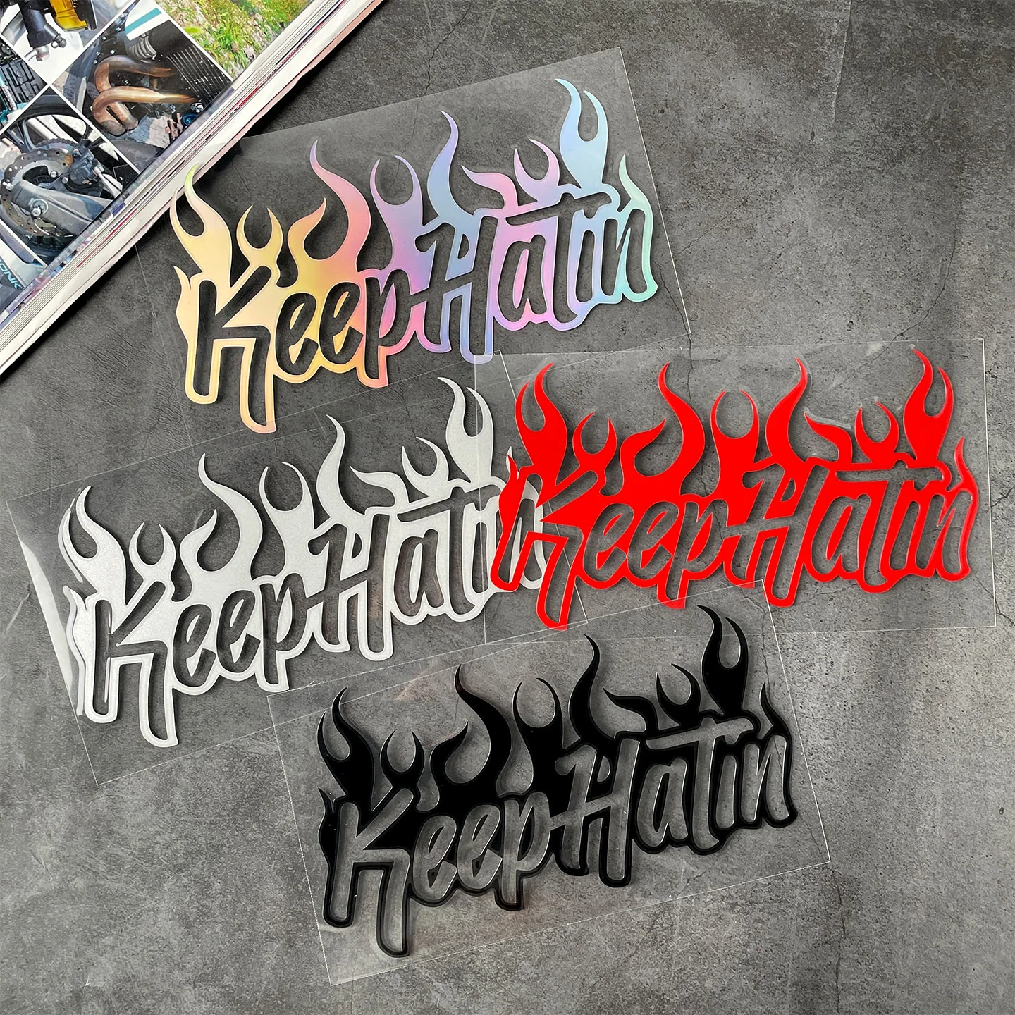 1 Stück Keep Hatin Flame wasserdichte Vinyl-Aufkleber für Auto, Motorrad, Helm, Laptop, Fahrrad, Dekor-Aufkleber