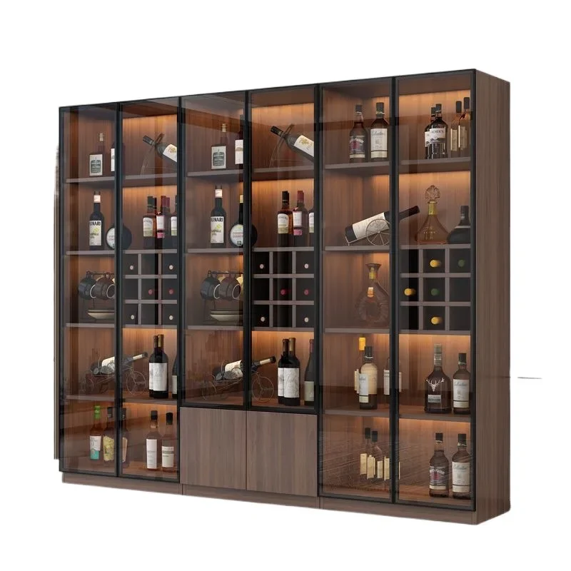 Light luxury wine cabinet, modern and simple, wall living room glass door display cabinet, small high-end household storage
