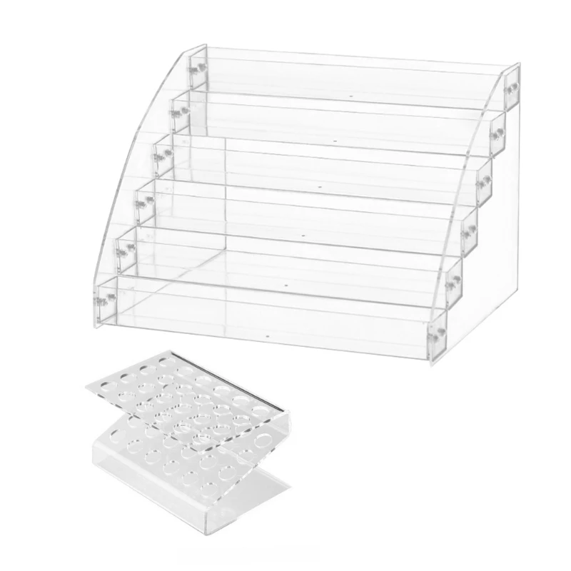 Supporto per pennelli a 6 strati con supporto in acrilico per esposizione stoccaggio lucidato per le donne