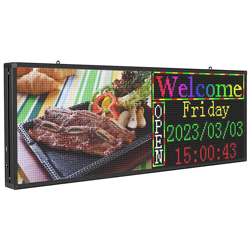 Imagem -03 - Led Rolagem Sinal 39 x 14 Usb Programável Led Sinais de Rolagem Cor Cheia Display Led Alto Brilho Led Placa de Publicidade p5