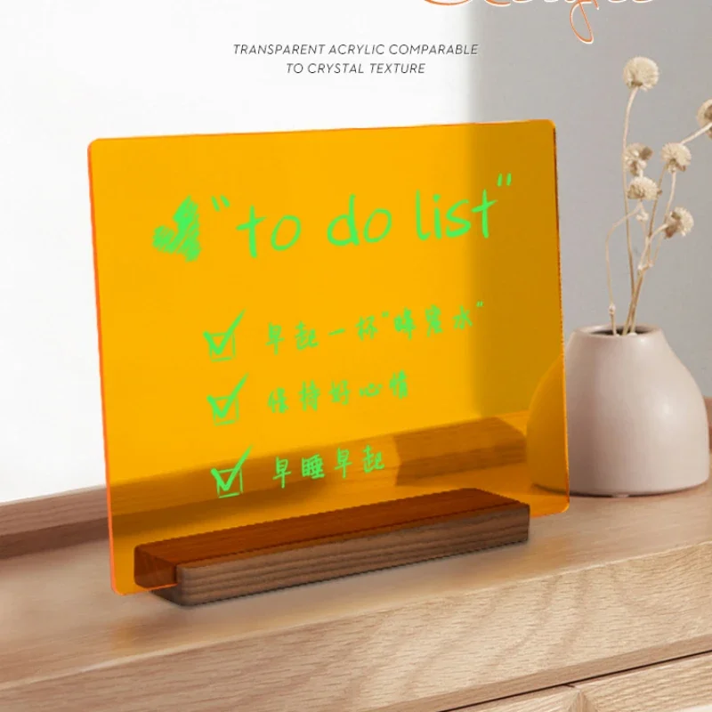 

Acrylic Price List Display Board Solid Wood Base Creative Desktop Precautions Memo Board Menu Vertical Noteboard Billboard