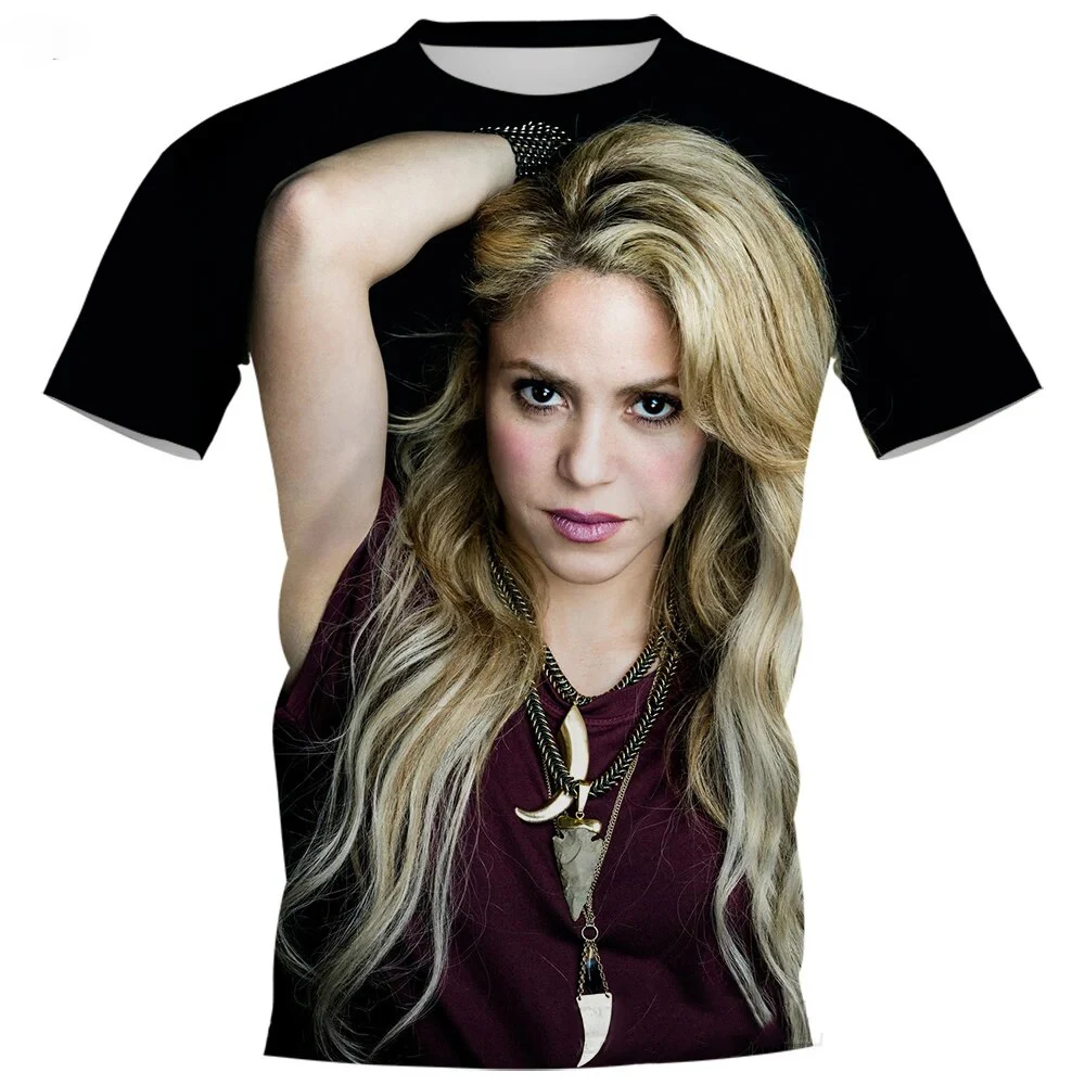 Summer New Singer Shakira 3D Print T-Shirts Streetwear Men Women Fashion Oversized Short Sleeve T Shirt Kids Tees Tops Clothing