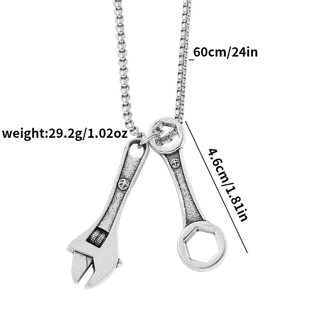 Vintage Fashion Creative Wrench Pendant Necklace Personalized Men's and Women's Jewelry Accessories Gift