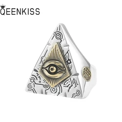 QEENKISS 925 Sterling Silver Vintage God Eye Rings for Men Male Birthday Wedding Party Christmas Boyfriend Father Gifts RG7017