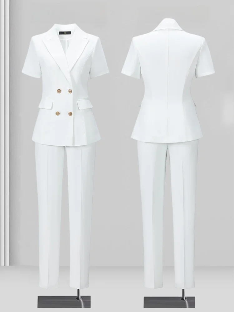 White Suit Jacket Women's Formal Wear Professional Outfit Interview Clothing High-End Workwear Commute Style Polyester Fabric