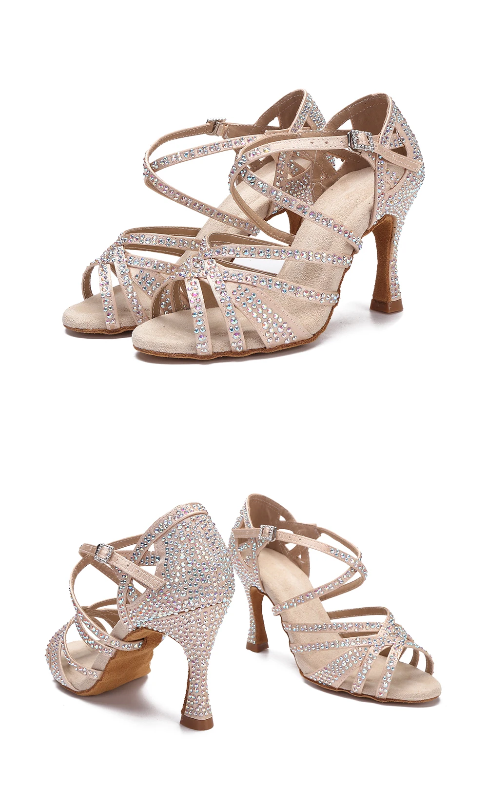 CINMIDY Damen Latein Tanzschuhe Strass Weiche Sohle Salsa Schuhe Ballroom Tanz High Heels Damen Sandalen Hochzeitsschuhe für Frauen – Detail 15