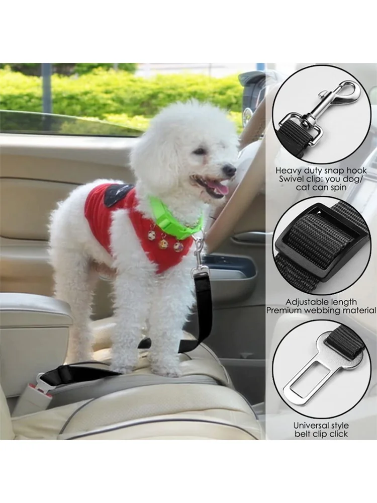 Pet Dog Safety Rope, Car Mounted Pet Traction Belt, Pet Adjustable Traction Rope, Car Used Pet Dog Supplies, Black, Red, Blue, P