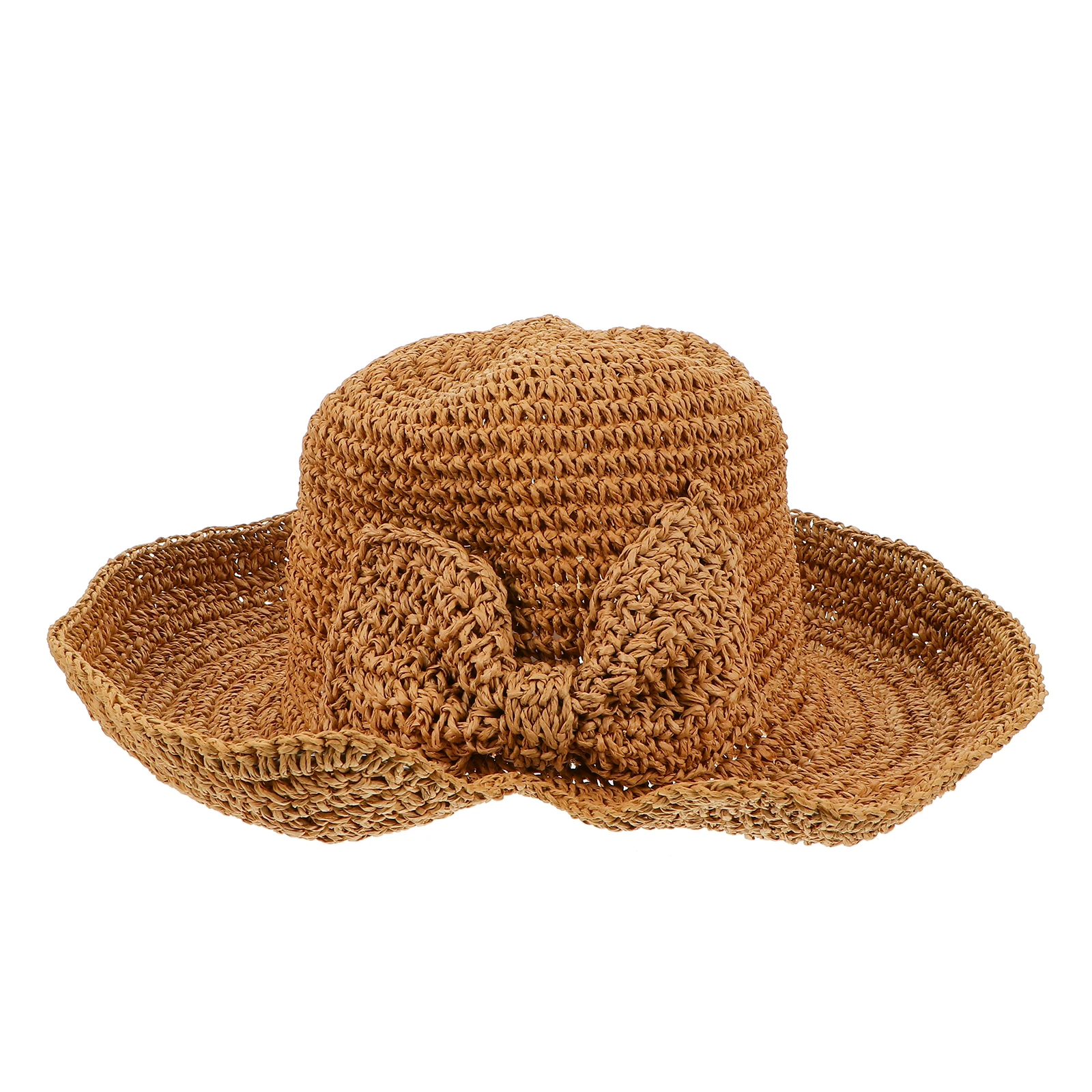 

Bow Sun Hat Outdoor Wide Brim Blocking Folding Hats Straw Protection Summer Miss