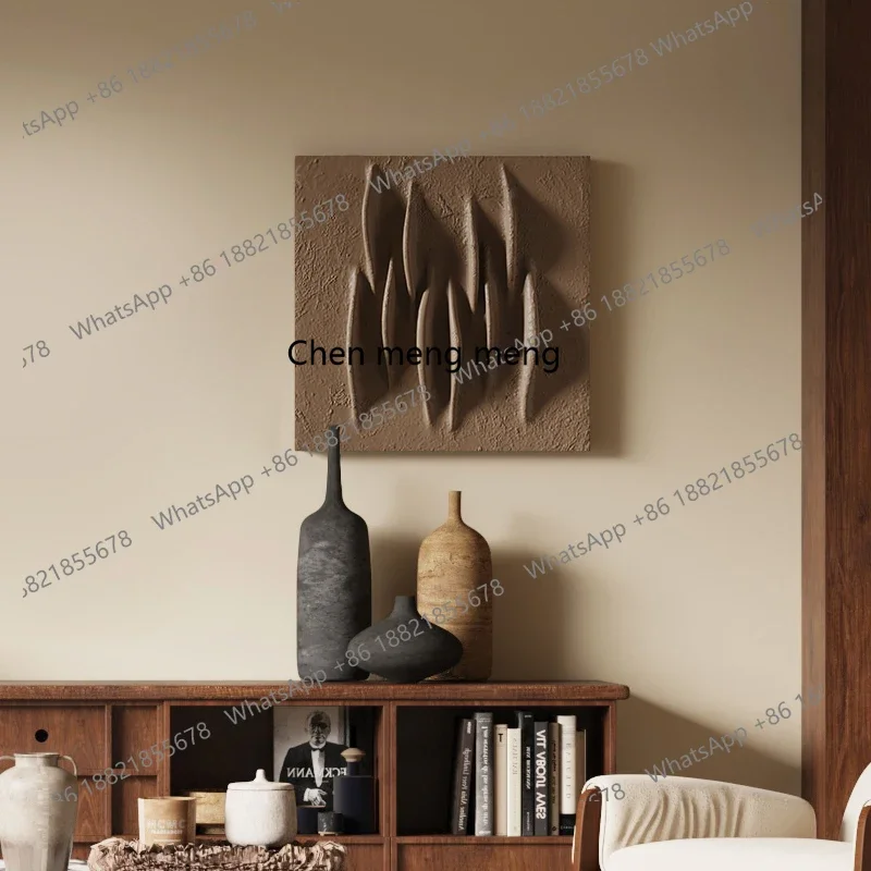 A74Wabi Sand Wind Square Three-dimensional Handmade Texture Square Hanging Painting Coffee Black Abstract Advanced Sense