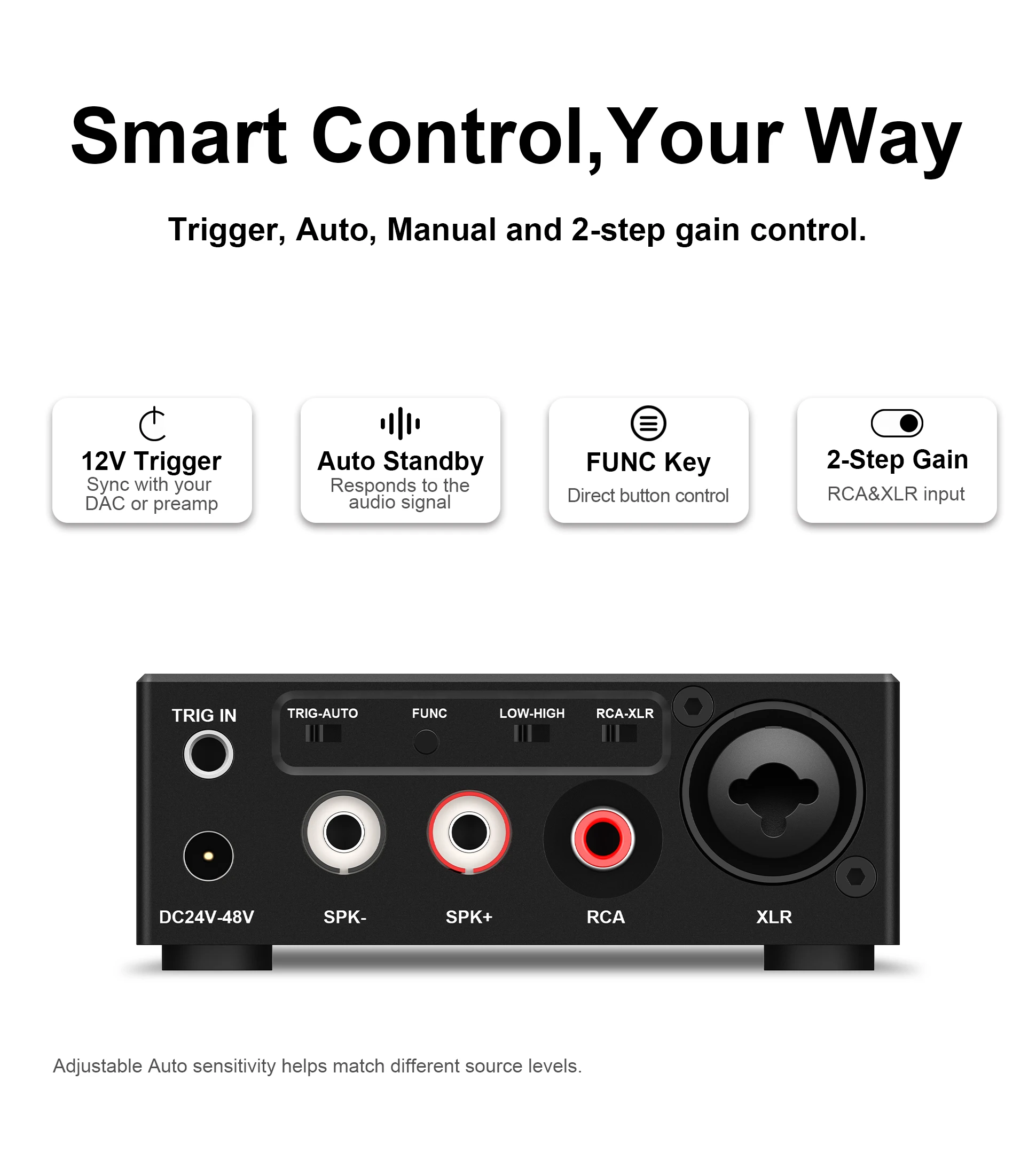 ALSOZONE GaN Mono 300W Klasse-D-Verstärker XLR/TRS RCA-Eingang 12V Trigger Kompakter HiFi-Leistungsverstärker für Passive Lautsprecher – Detail 7