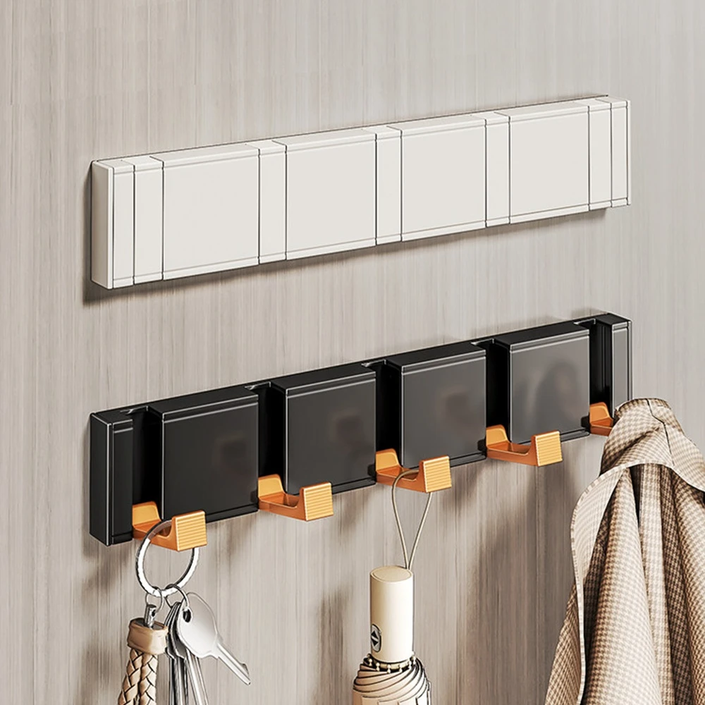 Creative Invisible Clothes Hook Clothes Racks Wall Mounted Decor Entrance Foyer Automatic Rebound Folding Multi-Purpose Hanger