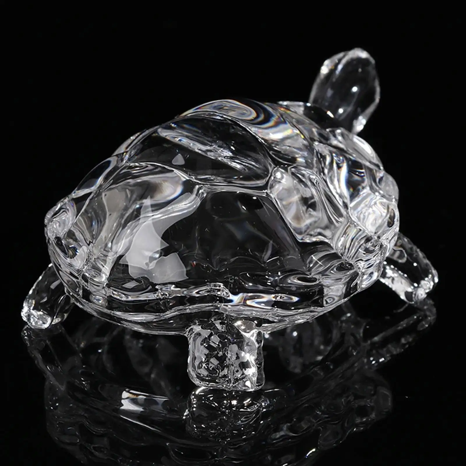 

Glass Turtle Figurine Clear Tabletop Ornament Fish Tank Decoration for Cabinet