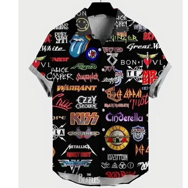 

New Men's Short Sleeve Hawaiian Shirt 3D Printed Oversized Hip Hop Shirt Rock Style Resort Casual Men's Clothing