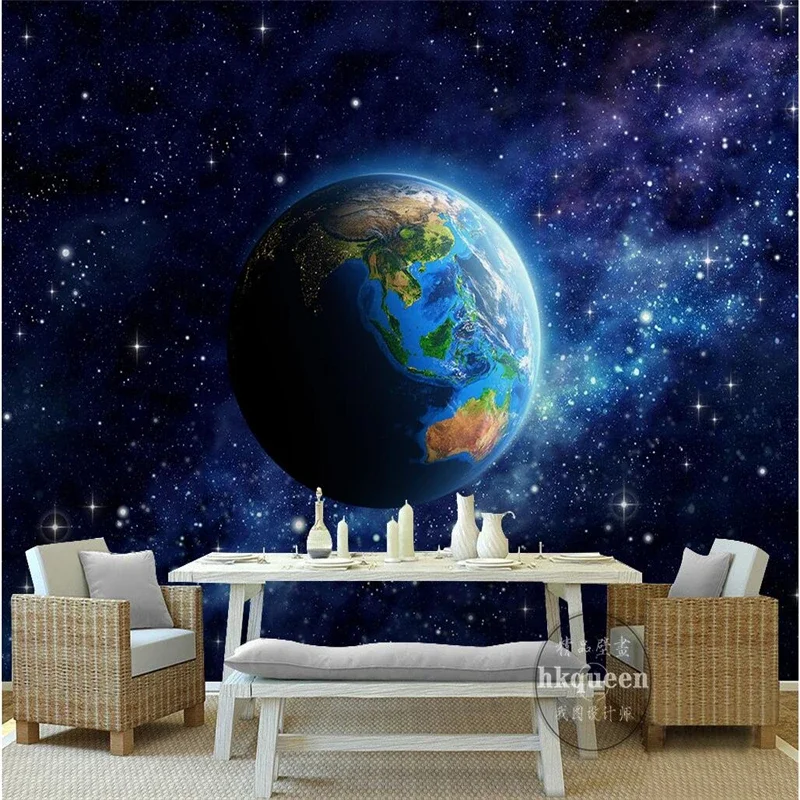 custom Space Earth wallpaper Home Decoration blue fantasy universe Star modern simple wallpaper background wall paper Stickers