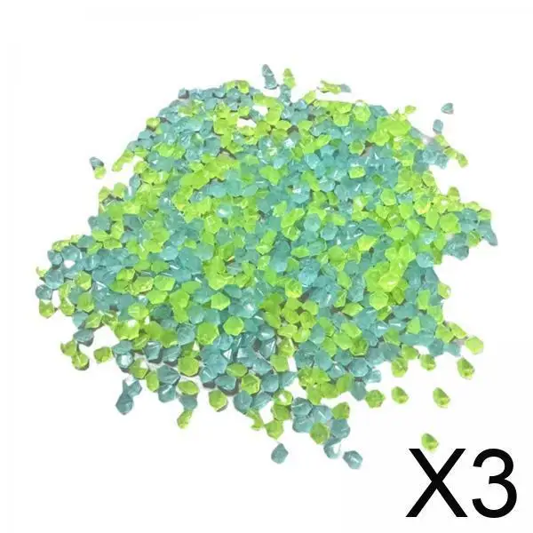 

3x 3-5mm Glow in A Dark Pebbles Sand DIY Craft Materials Decorative Accessory Multipurpose Blue Green Mixed for Plant Pots Decor