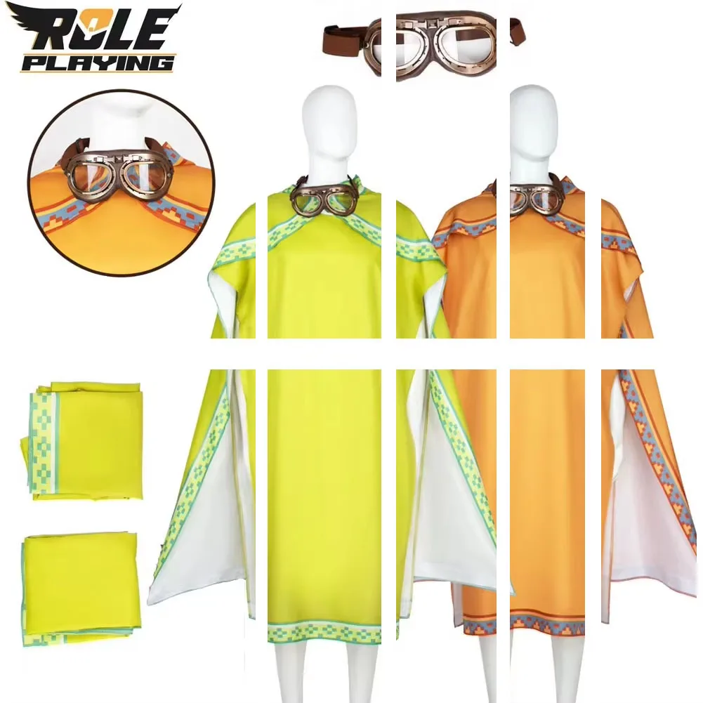 

Bros Cosplay Men Fantasy Green Brown Cloak Google Costume Game Super Roleplay Clothing Cap Set Halloween Carnival Party Suit