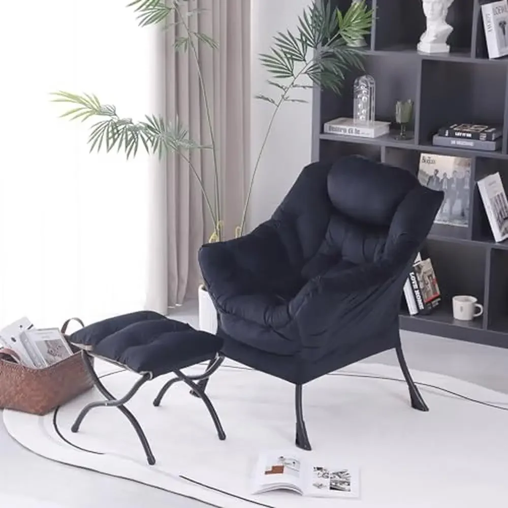 Juego de silla otomana con reposabrazos de lectura, sofá perezoso, marco de Metal, silla lateral informal, suave y cómodo, Moderno