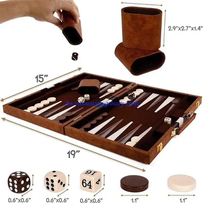 652D Kunstleder-Akzent-Backgammon-Set mit sanftem, ruhigem Spielabend – Detail 6