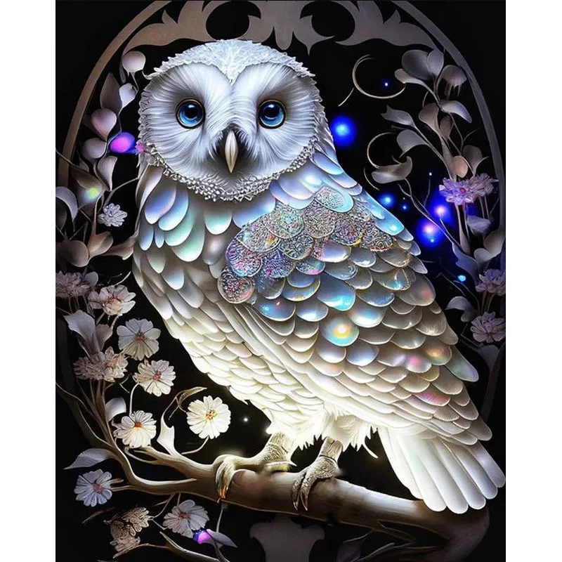 

Sunature 5D Full AB Square Round Drills Owl Diamond Painting Poured Glue Canvas