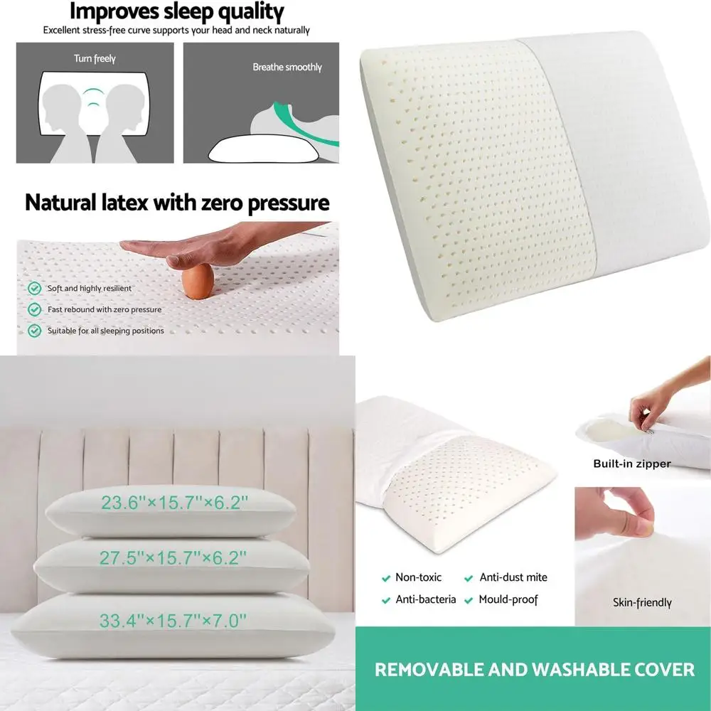 

Natural Talalay Latex Pillow - Soft, Standard Size for Comfortable Sleep & Pain Relief