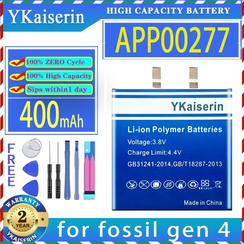 YKaiserin 400mAh Replacement Battery APP00277 (402428) for fossil gen 4 gen4 Digital Batteries