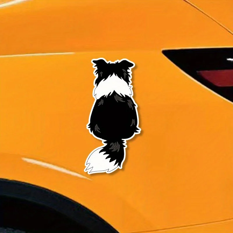 

1 шт. забавная наклейка на автомобиль с изображением бордер-колли, водонепроницаемая виниловая наклейка с милой собакой для заднего стекла, багажника, универсальный декор