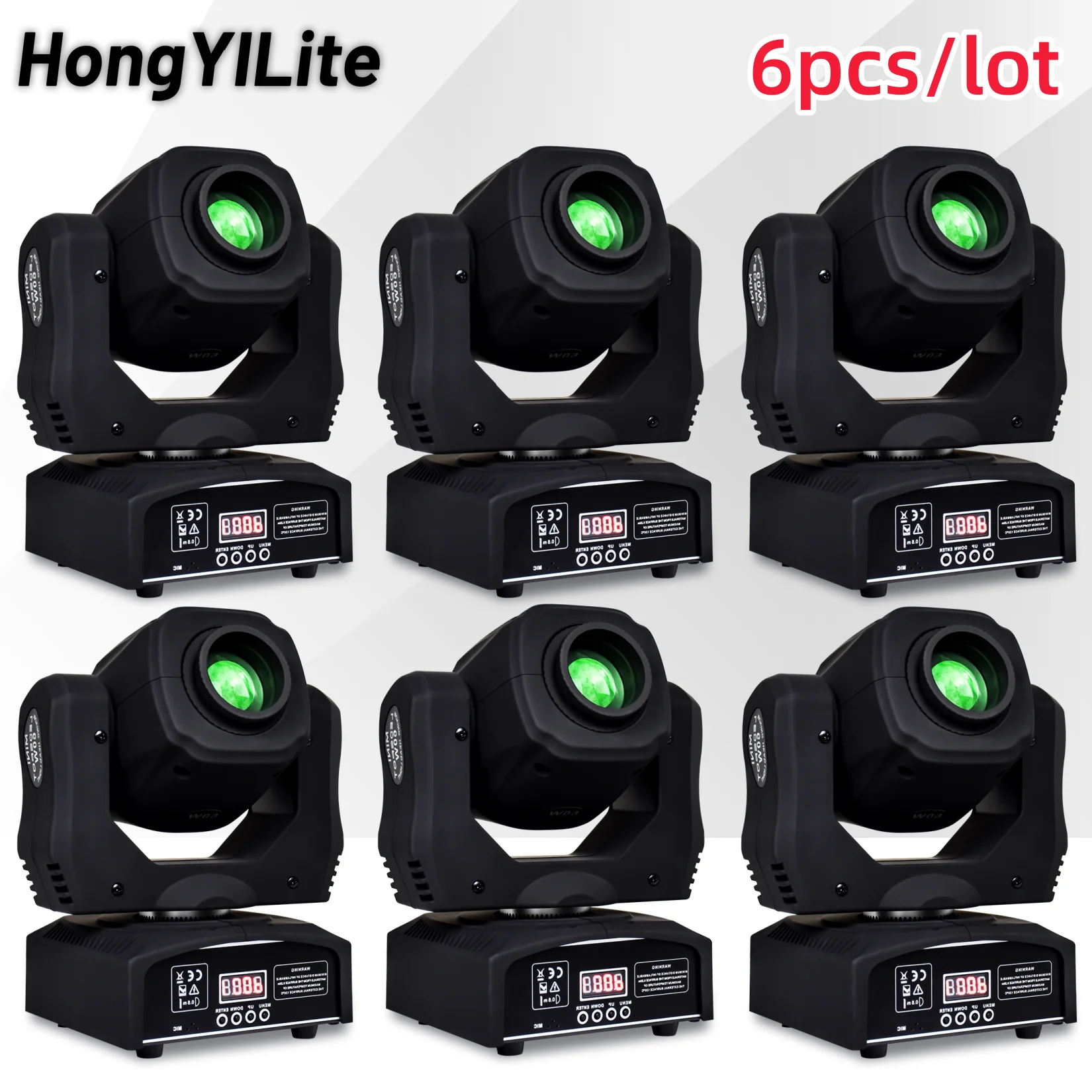 

HongYiLite Mini 60W LED Gobo Moving Head Spot Lights DMX Controll Sound Activated Lights For Disco DJ Events Party Lights