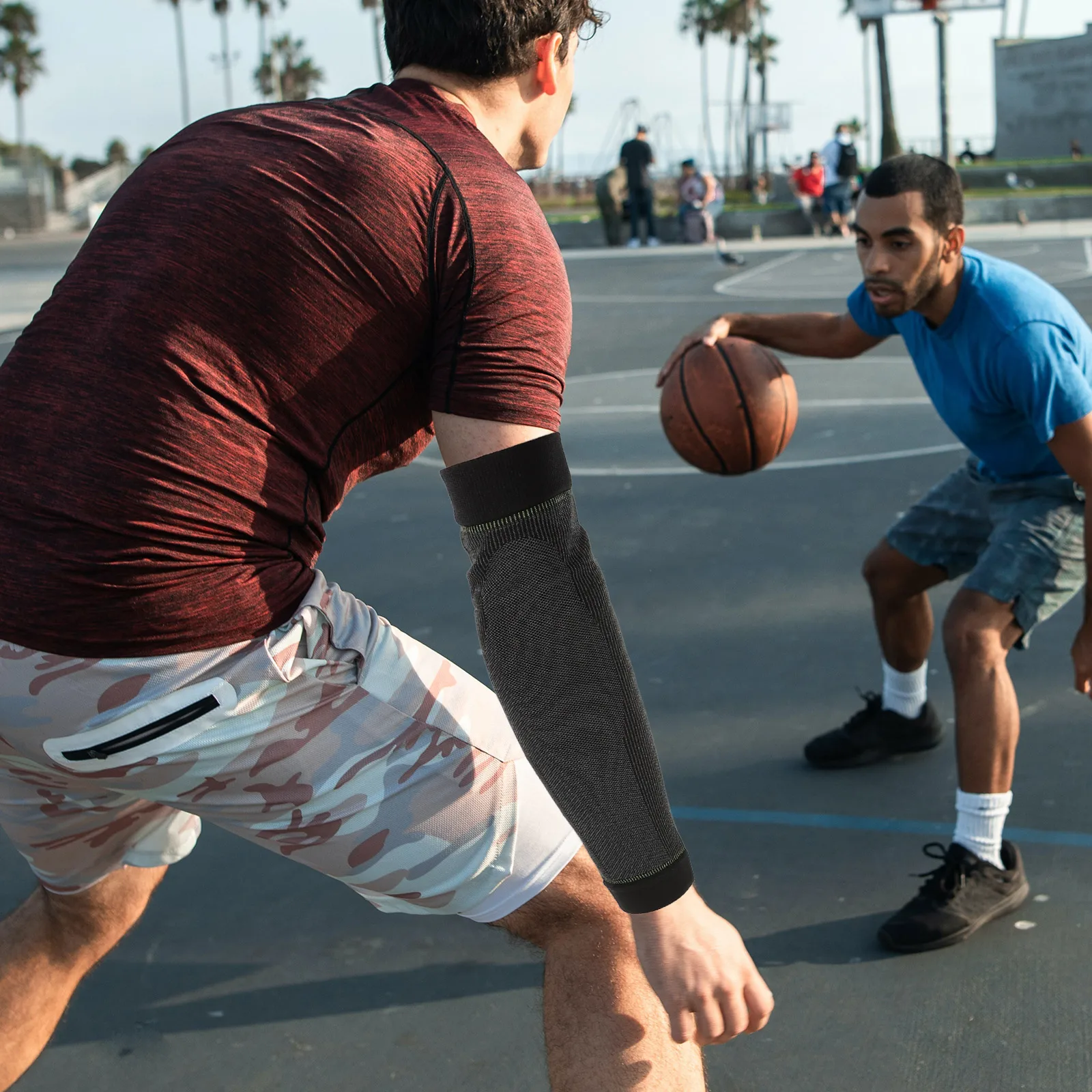 

1 пара спортивных рукавов для поддержки локтей, прочных и удобных налокотников для активного отдыха, баскетбольных компрессионных рукавов