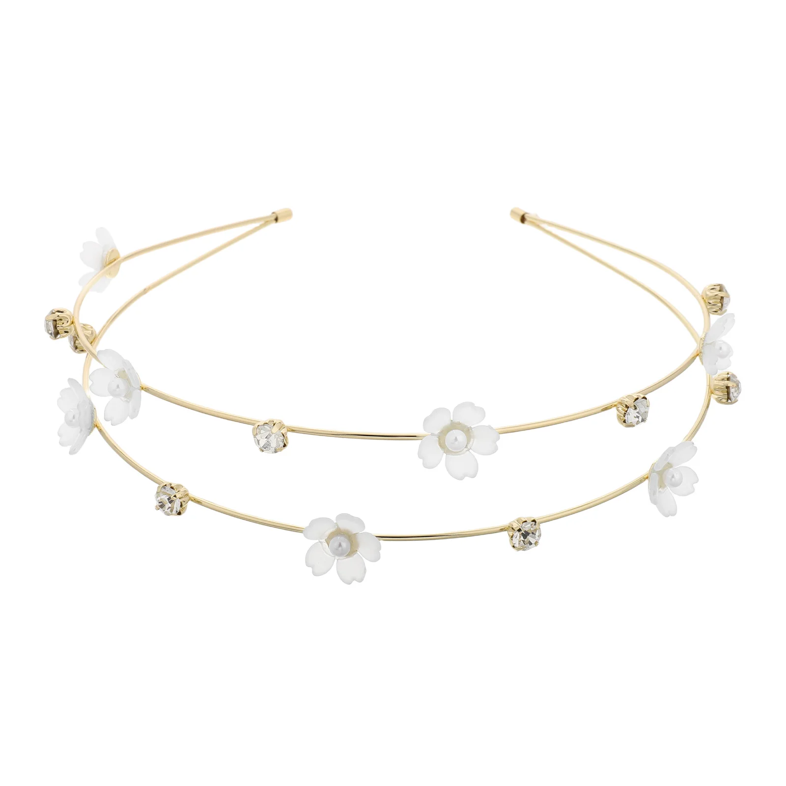 

Flower Headband For Women Metal Hairband With Rhinestones Sweet Floral Design Fashion Hair Accessory For Festival Wedding