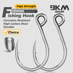 9KM Fishing Hooks 25Pcs Fishing Jigging Hook Carp Eye Worm Barbed Inline Hooks Saltwater High Carbon Steel Fishing Accessories