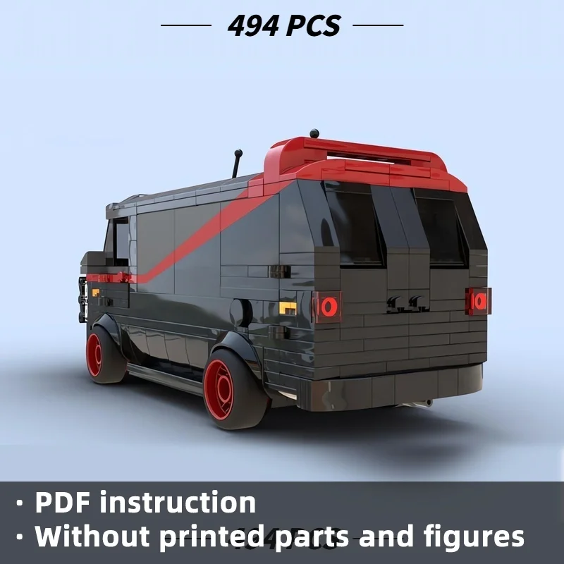 MOC 80s Vintage Action Team Van Building Blocks 494Pcs, Retro Custom Transport Vehicle Bricks Model Display Adults