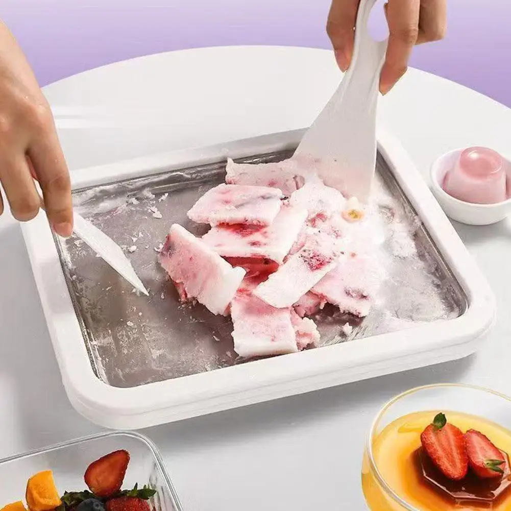 Tragbare unplugged gerollte Eismaschine aus Edelstahl 304, DIY Sweet Spot Pan, kalte Platte mit Schaber, Werkzeug für die Herstellung gerollter