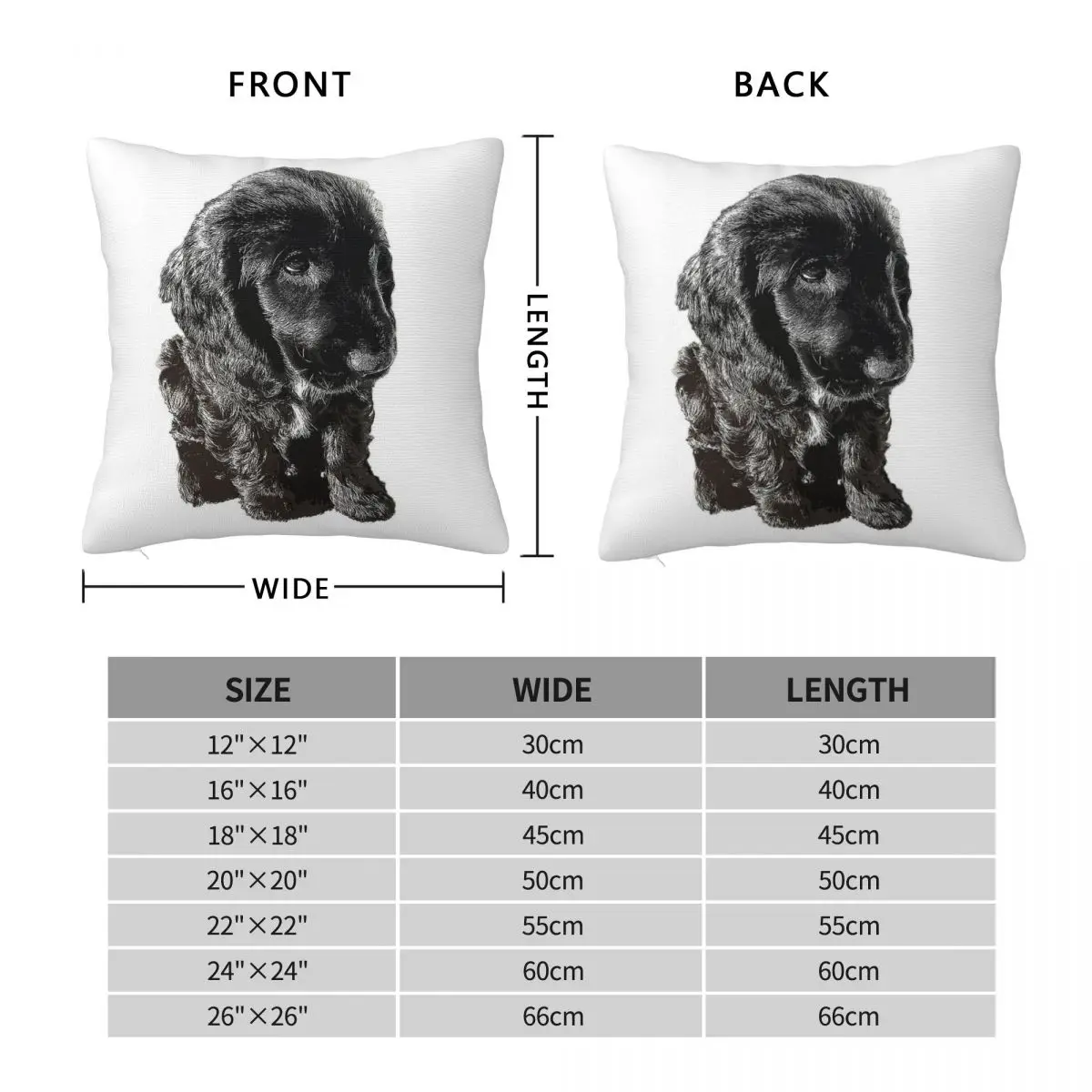 English Cocker Spaniel Black Puppy Square Pillowcase Polyester Linen Velvet Printed Zip Throw Pillow Case Bed Cushion Cover