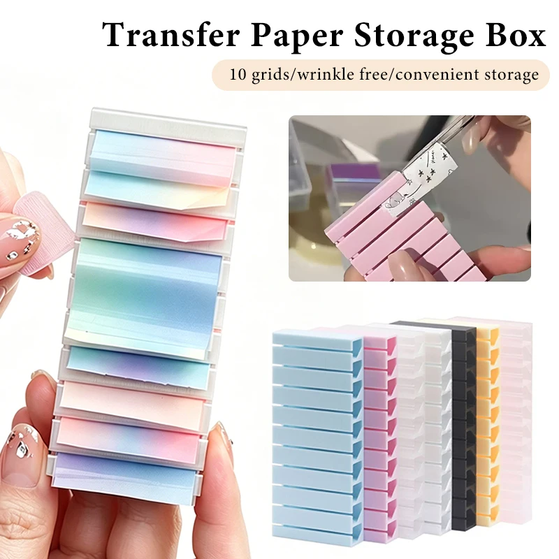 7 Colors 10-Compartment Nail Transfer Paper Storage Box for Stickers Portable 3D Printing Organizer Display Stand for Home Salon