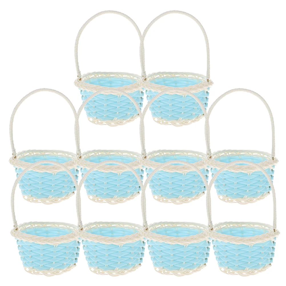 10 Pcs Rattan Shopping Basket Party Favor Baskets Mini Plastic Tiny Woven Girl Handheld Small Easter