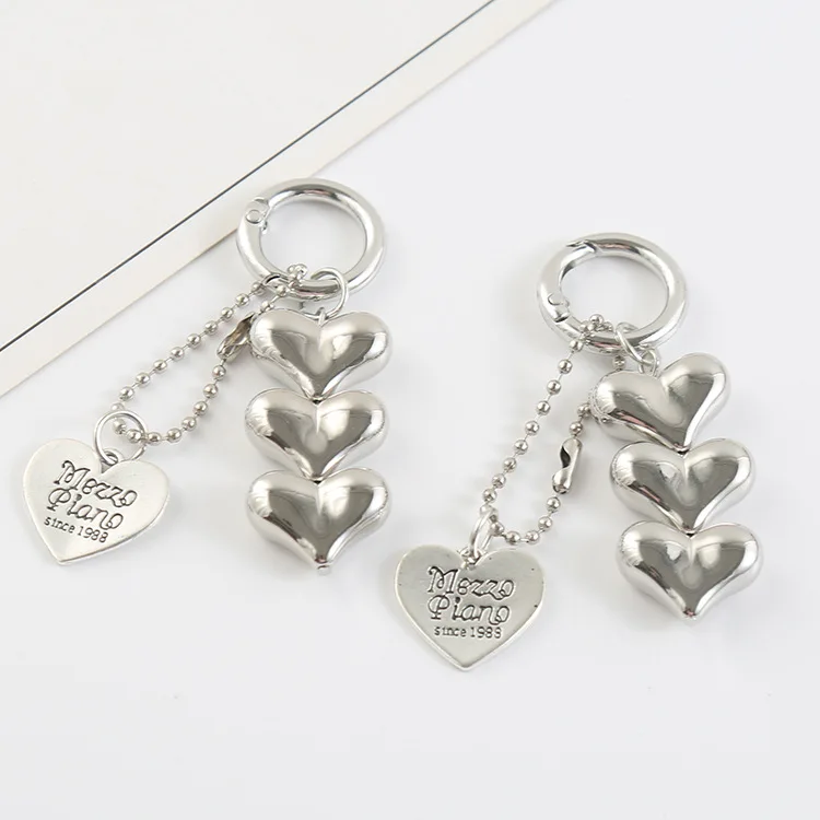 Korean Y2k Silver Heart Phone Pendant Chain Cute Charm Key Chain For Bag Iphone Samsung Cute Accessories For Phone Camera Bag